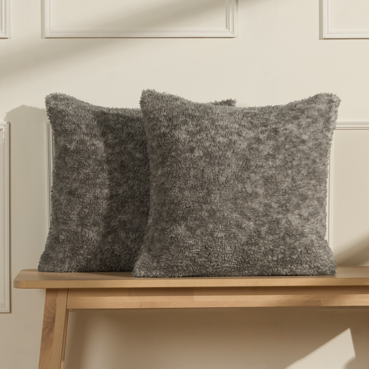 OHS Teddy Marl Texture Cushion Covers - Charcoal>