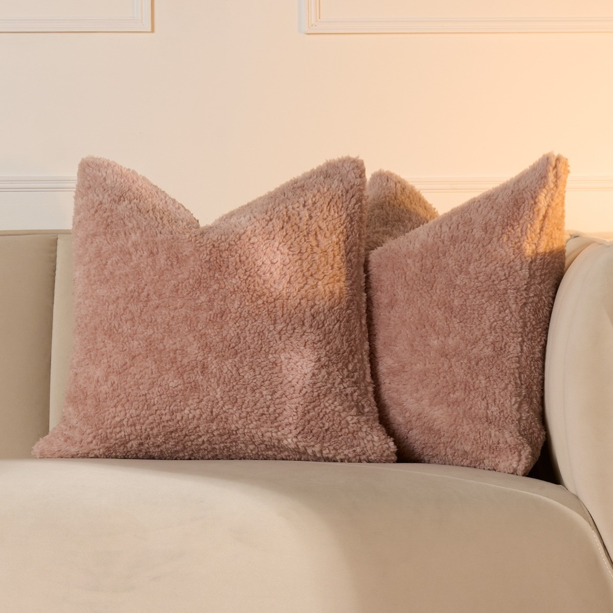 OHS Teddy Marl Texture Cushion Covers - Blush>