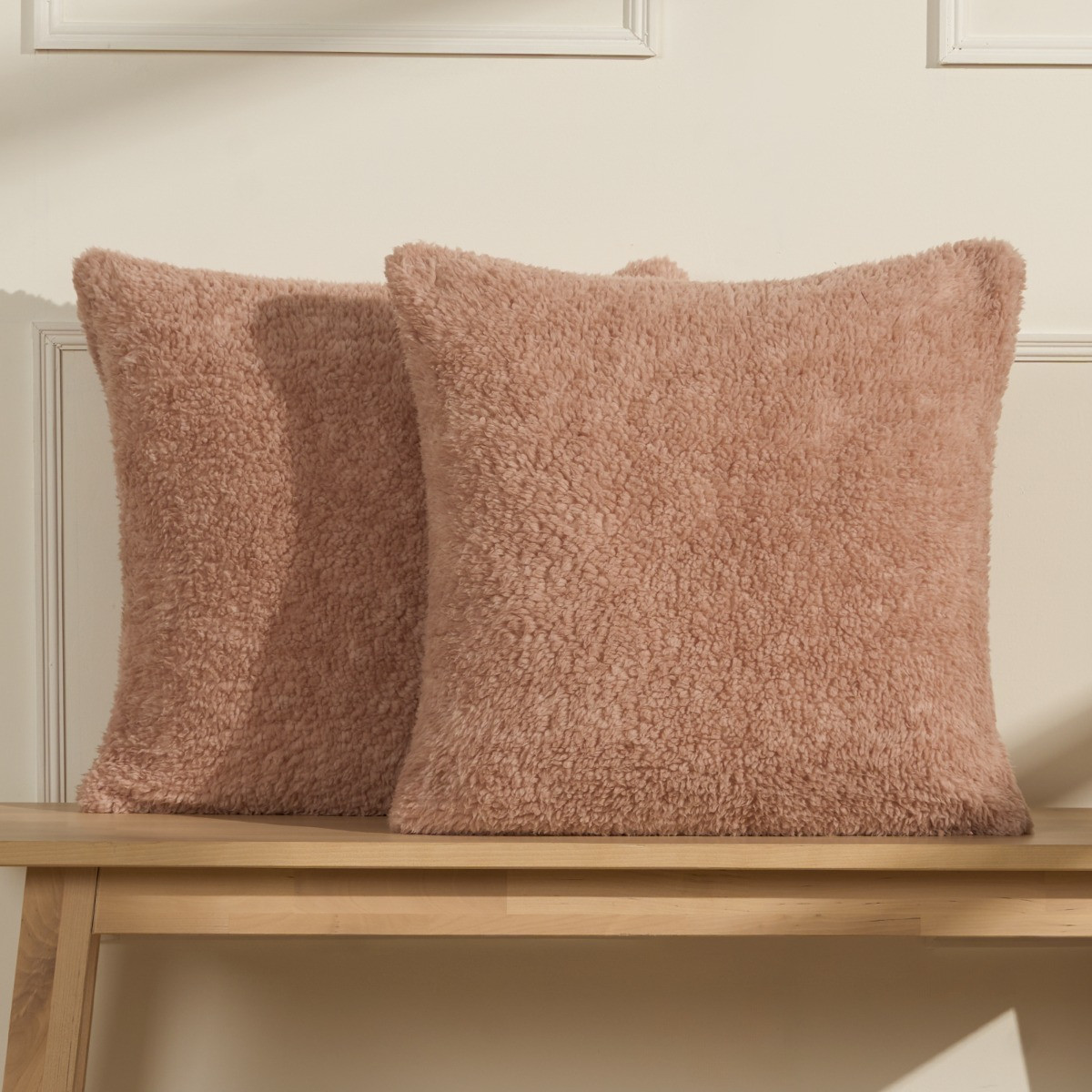 OHS Teddy Marl Texture Cushion Covers - Blush>