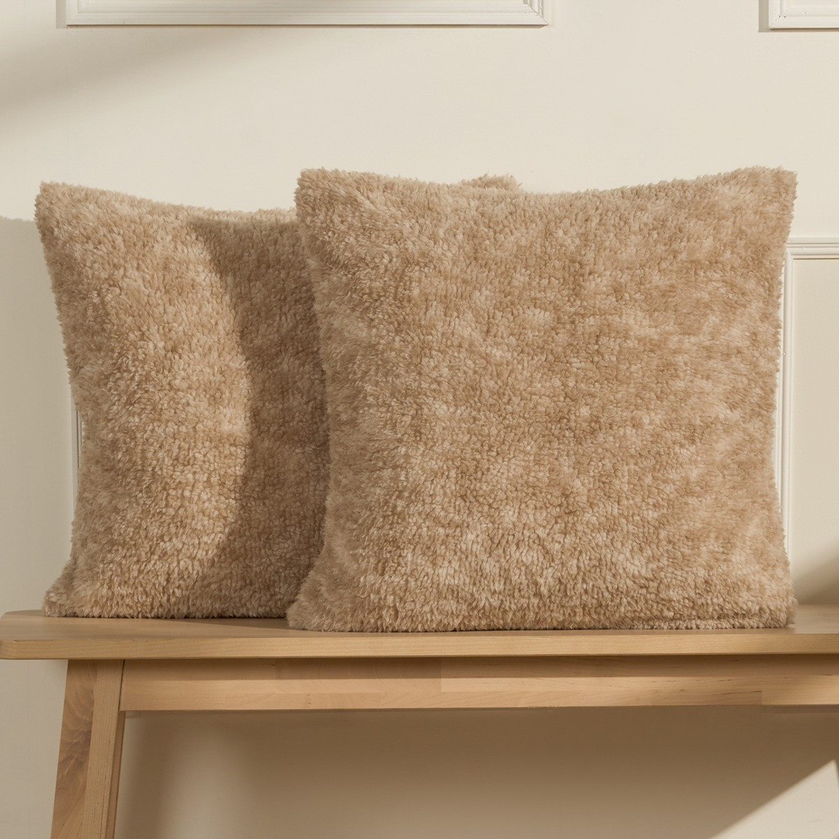 OHS Teddy Marl Texture Cushion Covers - Natural>