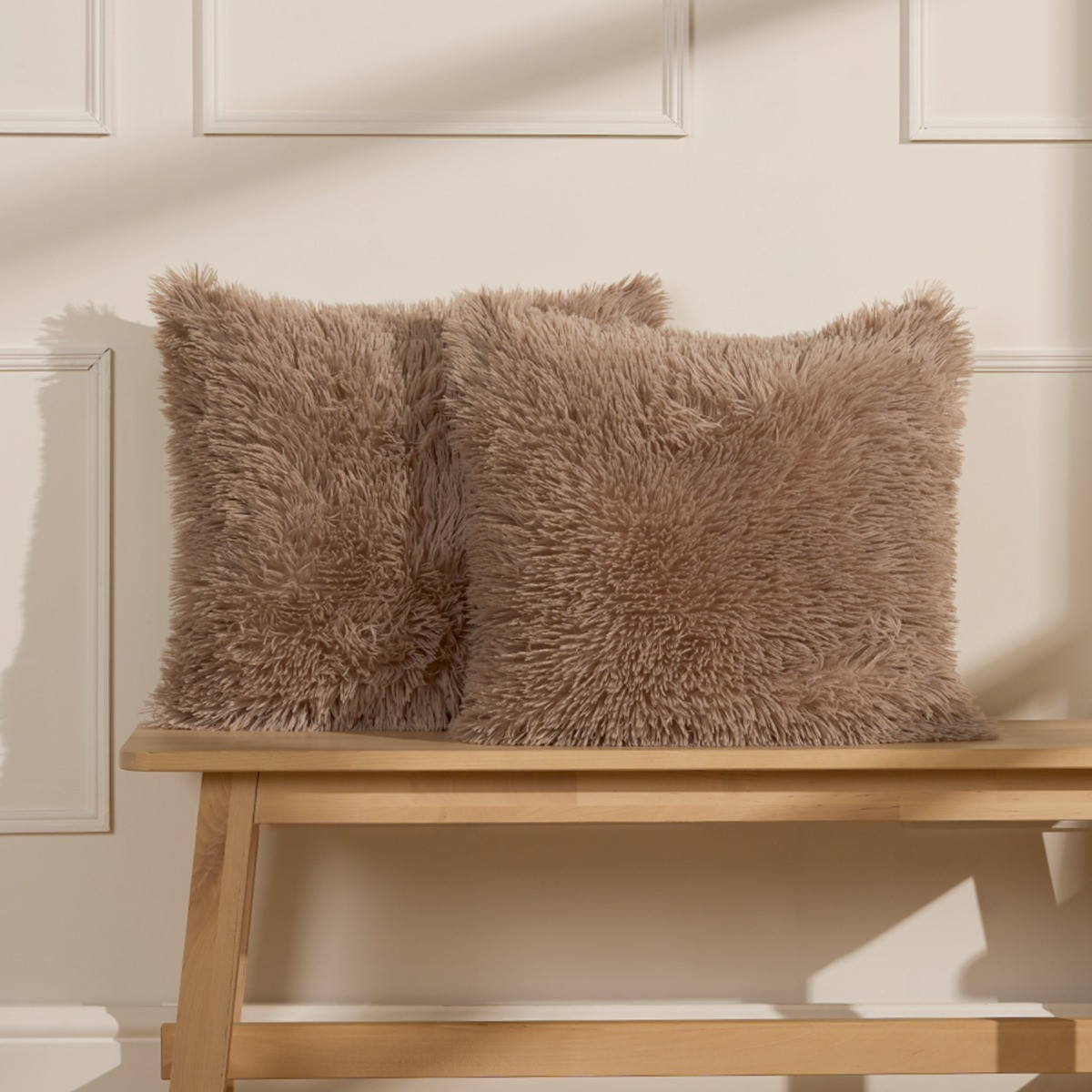 Sienna Fluffy Cushion Covers - Natural>