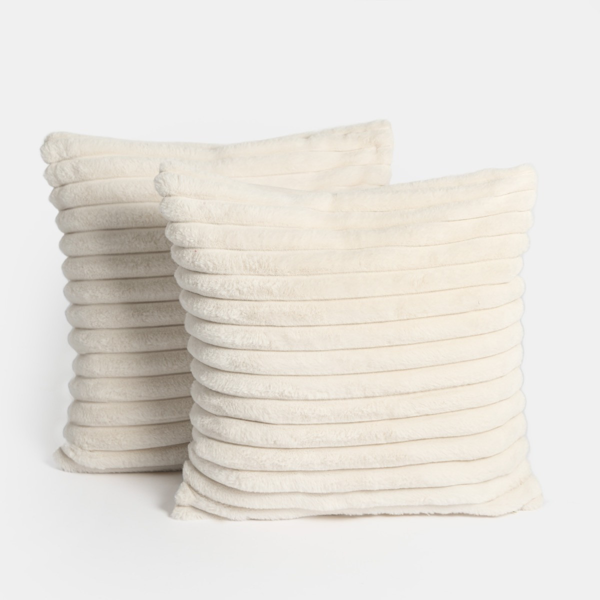 OHS Faux Fur Thick Ribbed Cushion Covers - Natural>