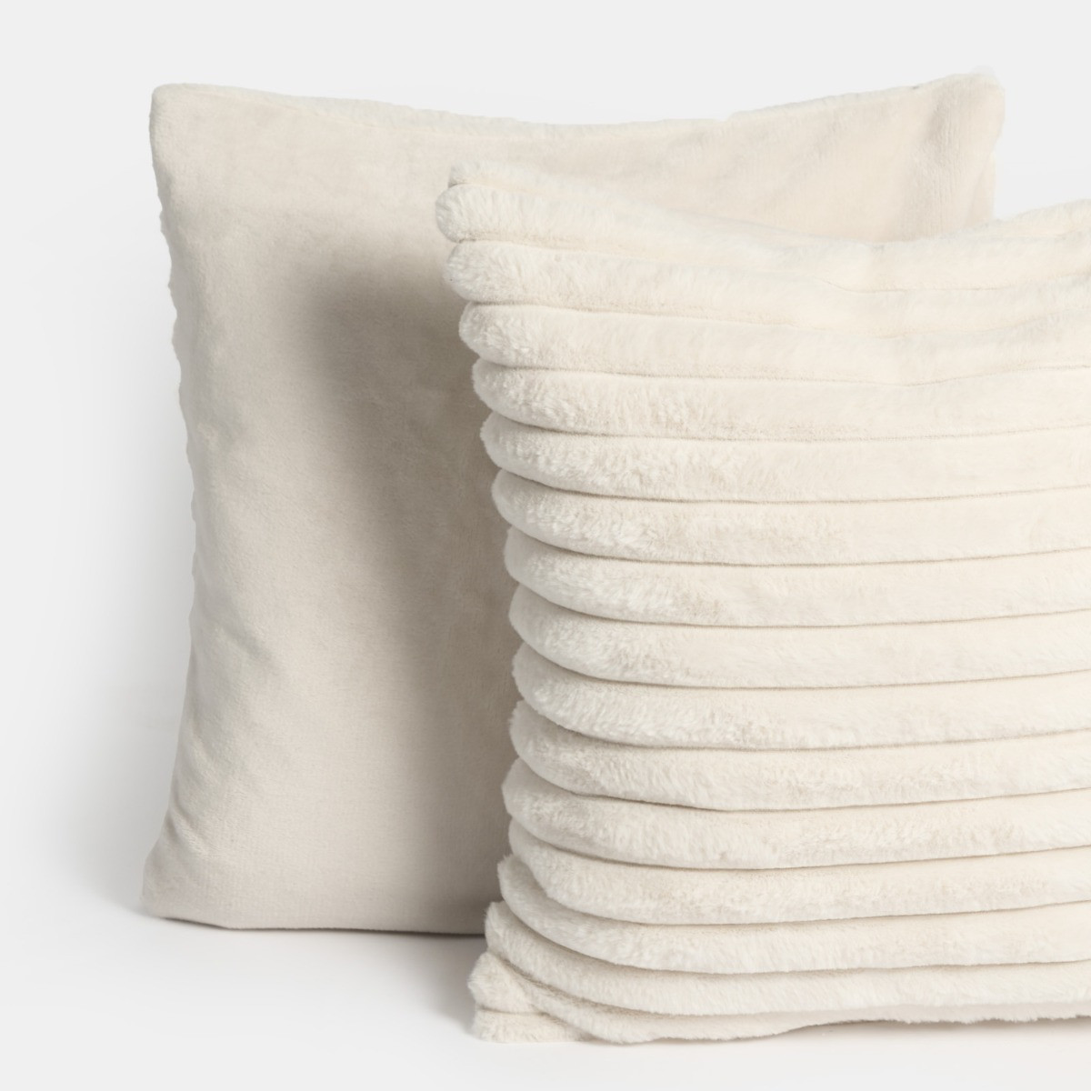 OHS Faux Fur Thick Ribbed Cushion Covers - Natural>