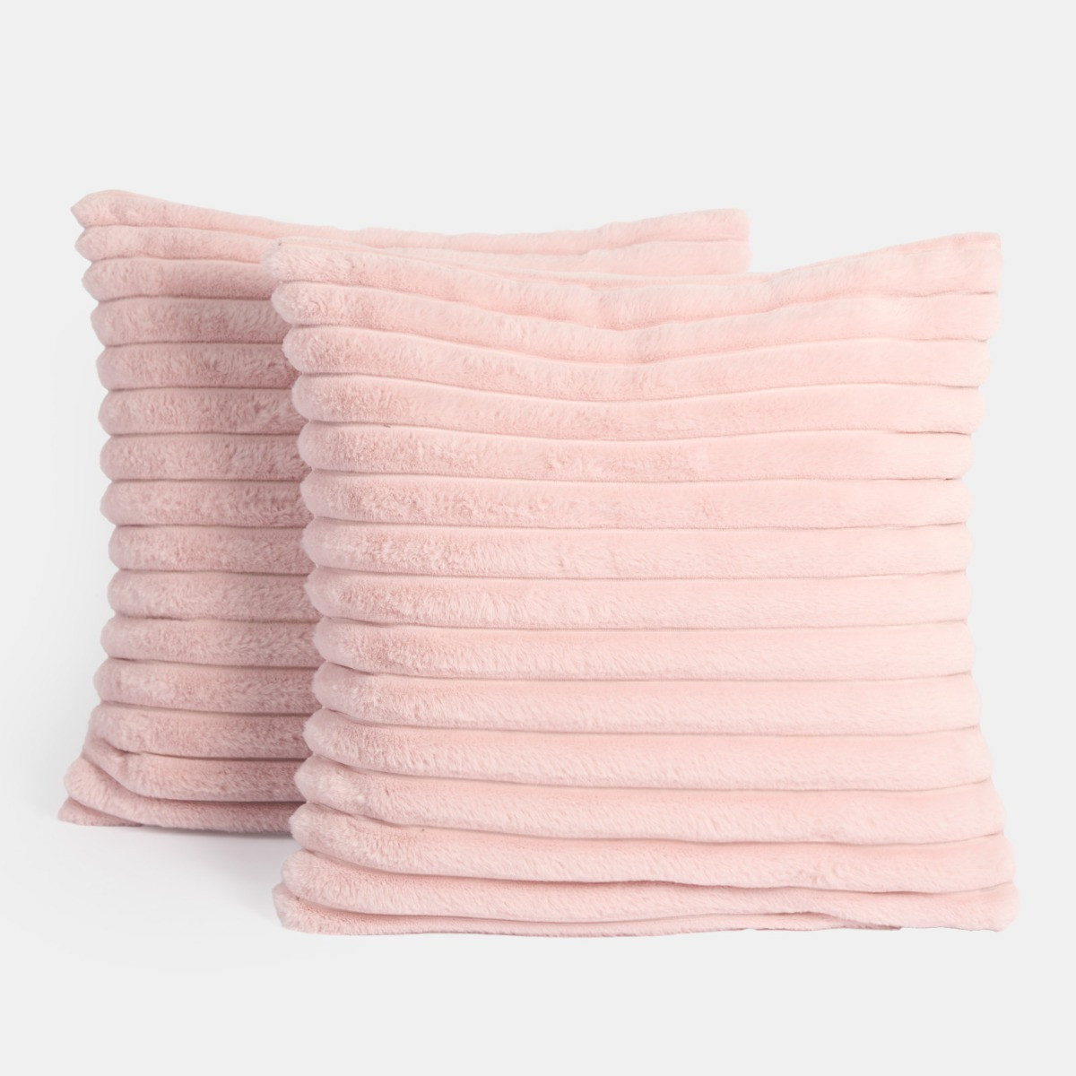 OHS Faux Fur Thick Ribbed Cushion Covers - Blush>