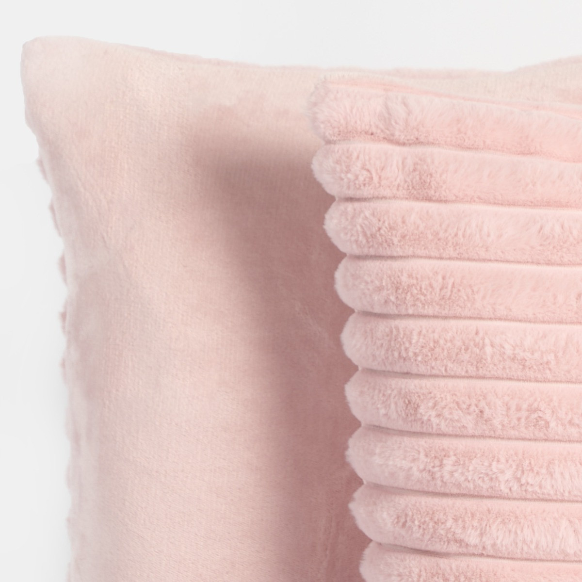 OHS Faux Fur Thick Ribbed Cushion Covers - Blush>