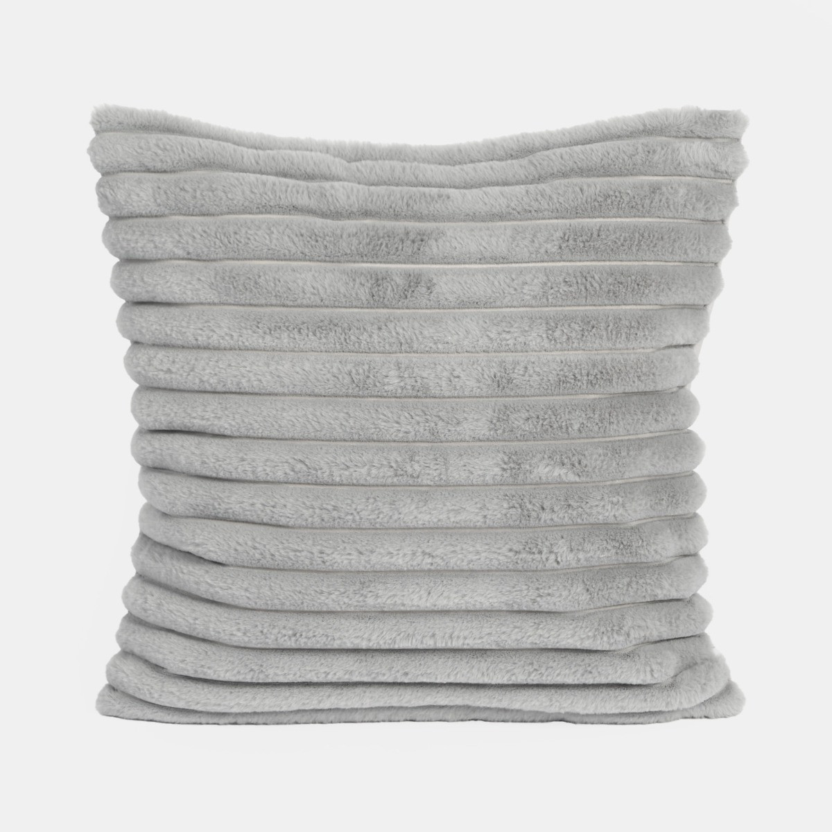 OHS Faux Fur Thick Ribbed Cushion Covers - Grey>