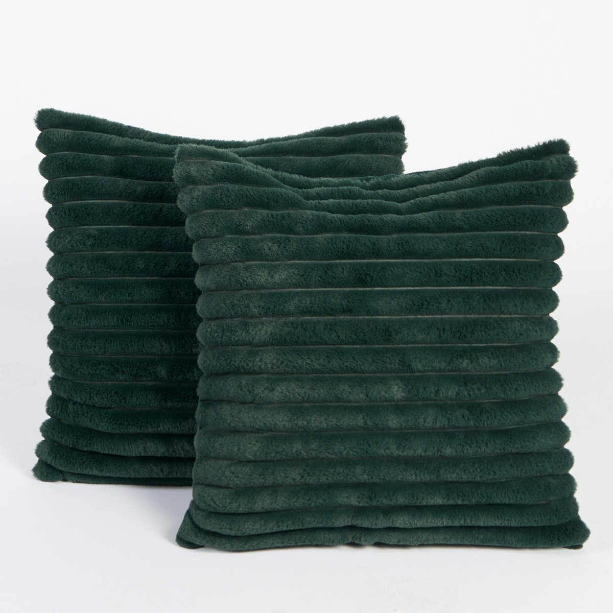 OHS Faux Fur Thick Ribbed Cushion Covers - Green>