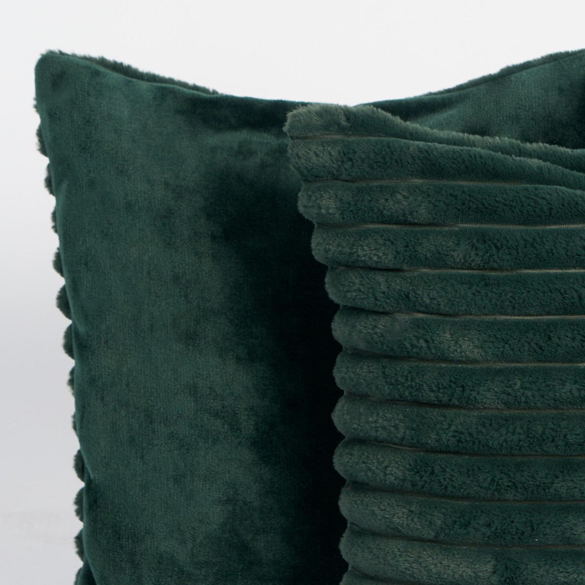 OHS Faux Fur Thick Ribbed Cushion Covers Green