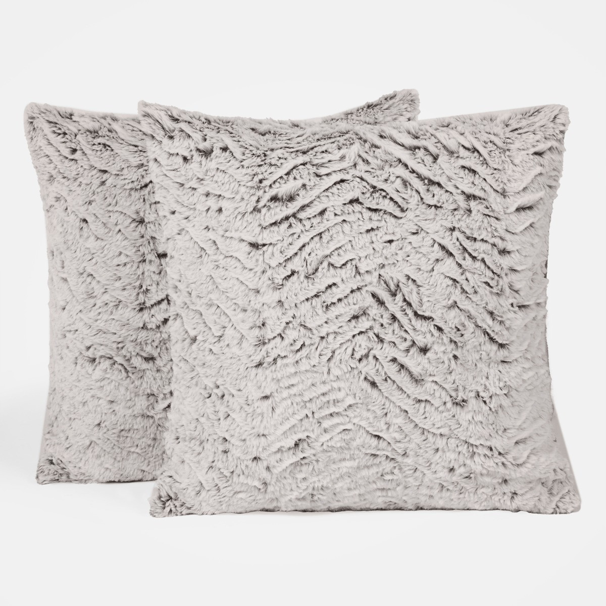 OHS Faux Fur Two Tone Cushion Covers - Natural >