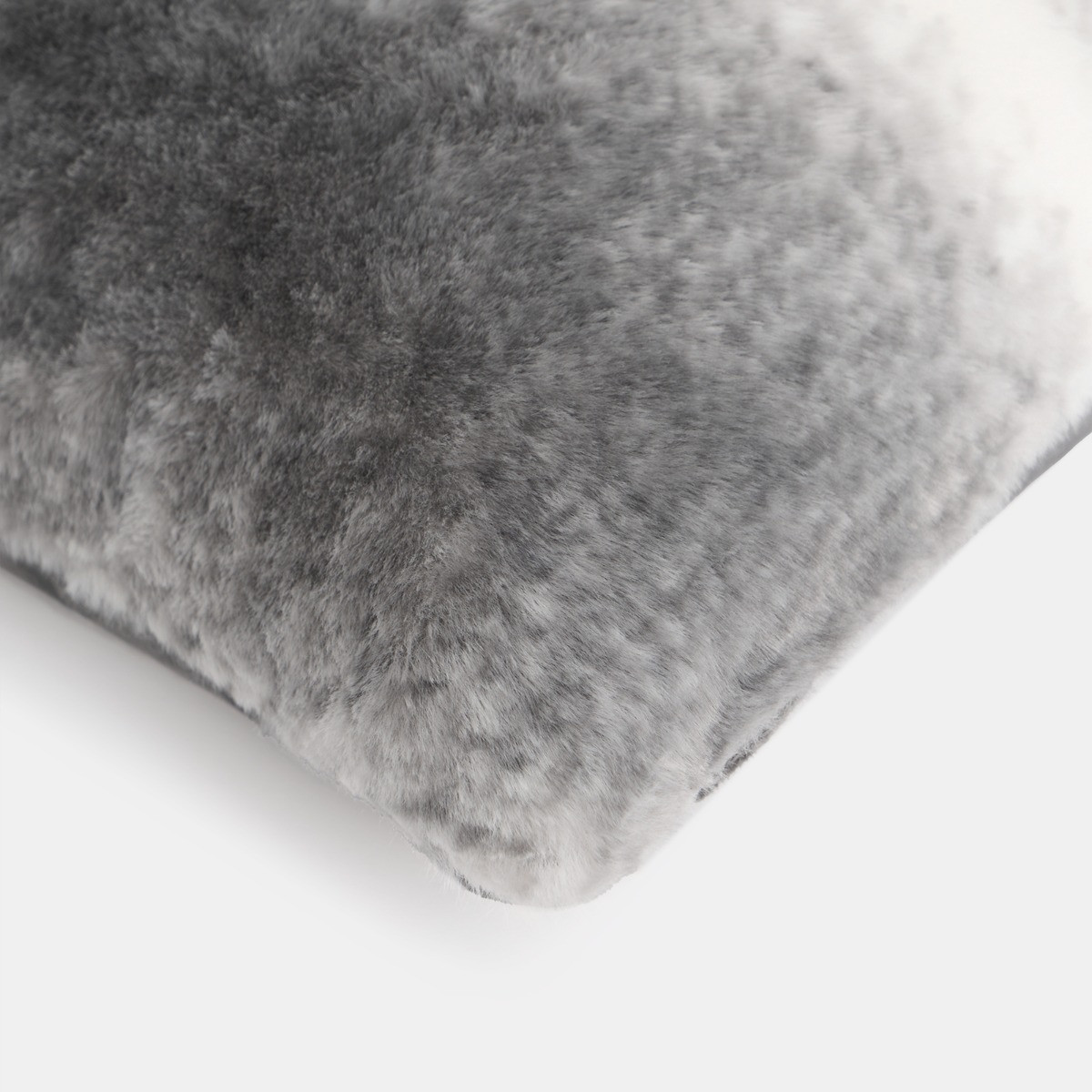 OHS Stripe Faux Fur Cushion Covers - Grey >