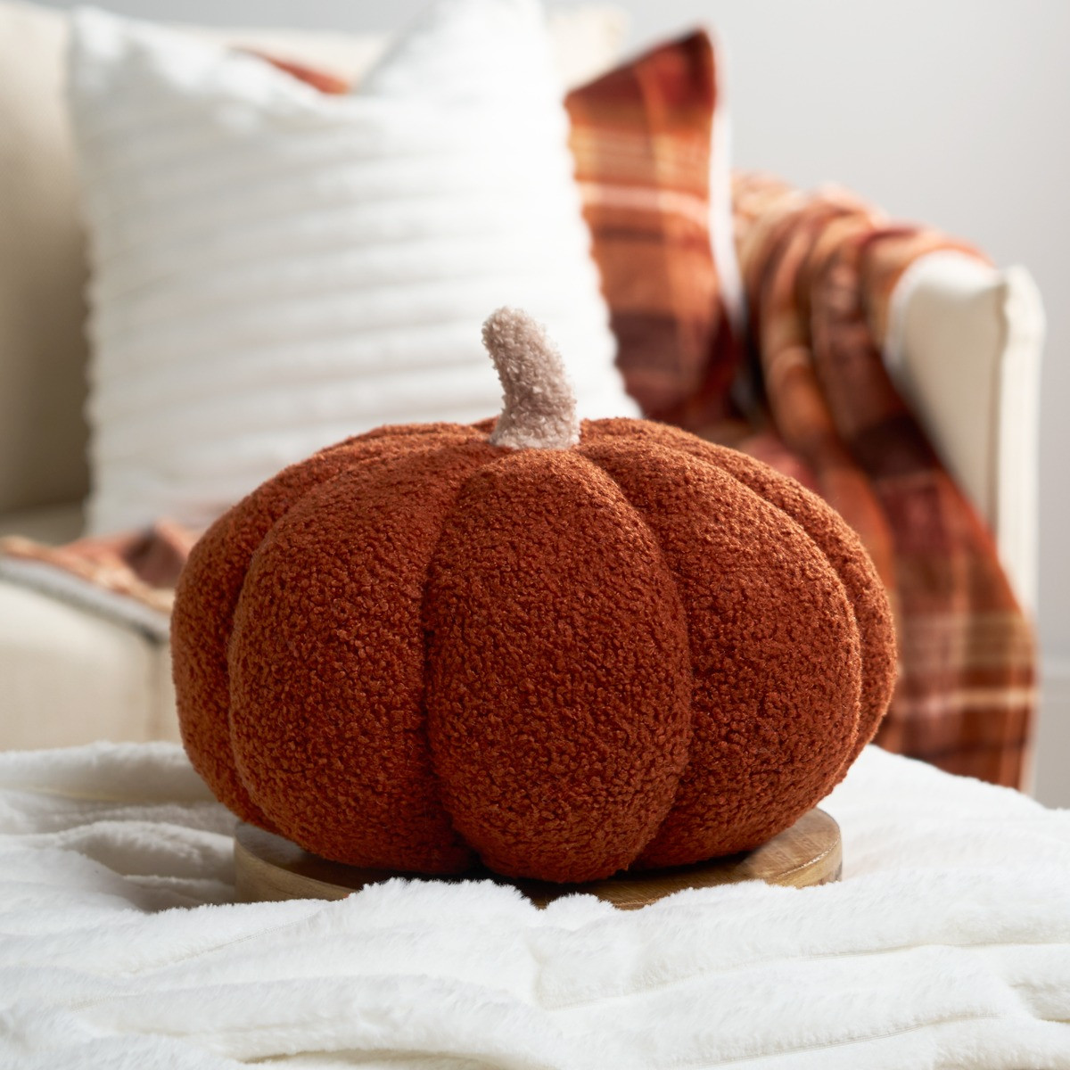 OHS Boucle Autumn Pumpkin Cushion - Rust>