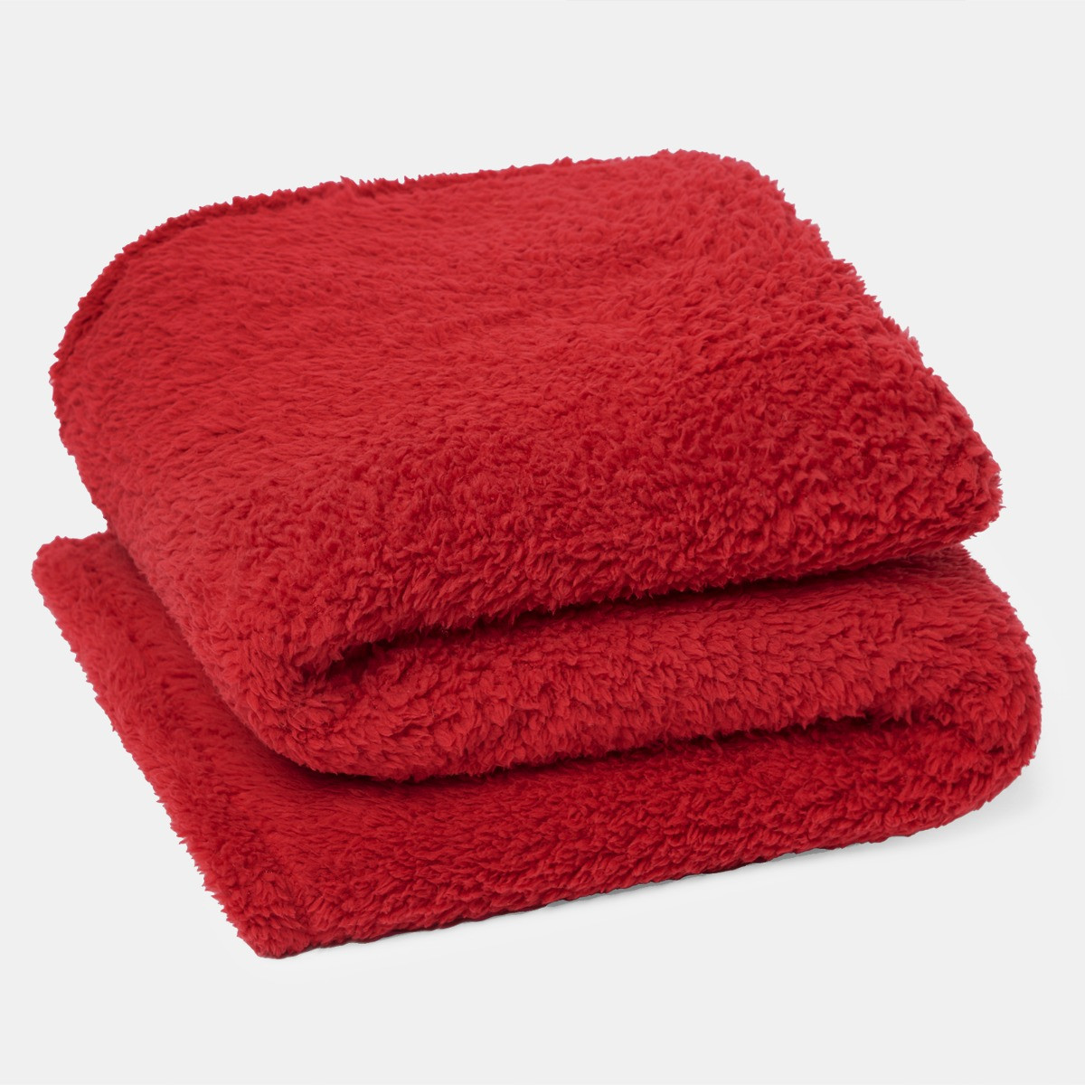 Brentfords Teddy Fleece Throw -  Red>