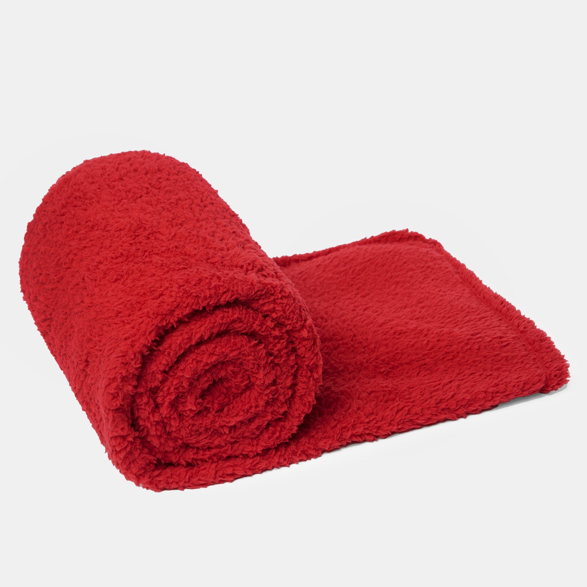 Brentfords Teddy Fleece Throw -  Red>