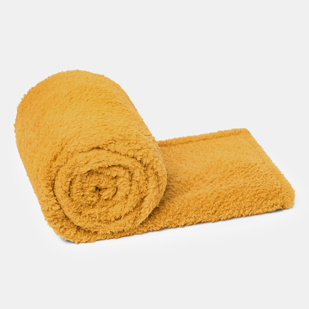 OHS Teddy Fleece Throw, Ochre - 200  x 240cm >