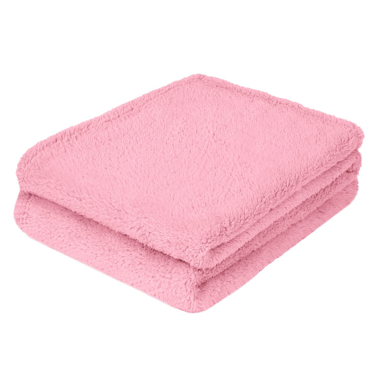 Brentfords Teddy Fleece Throw - Pink>