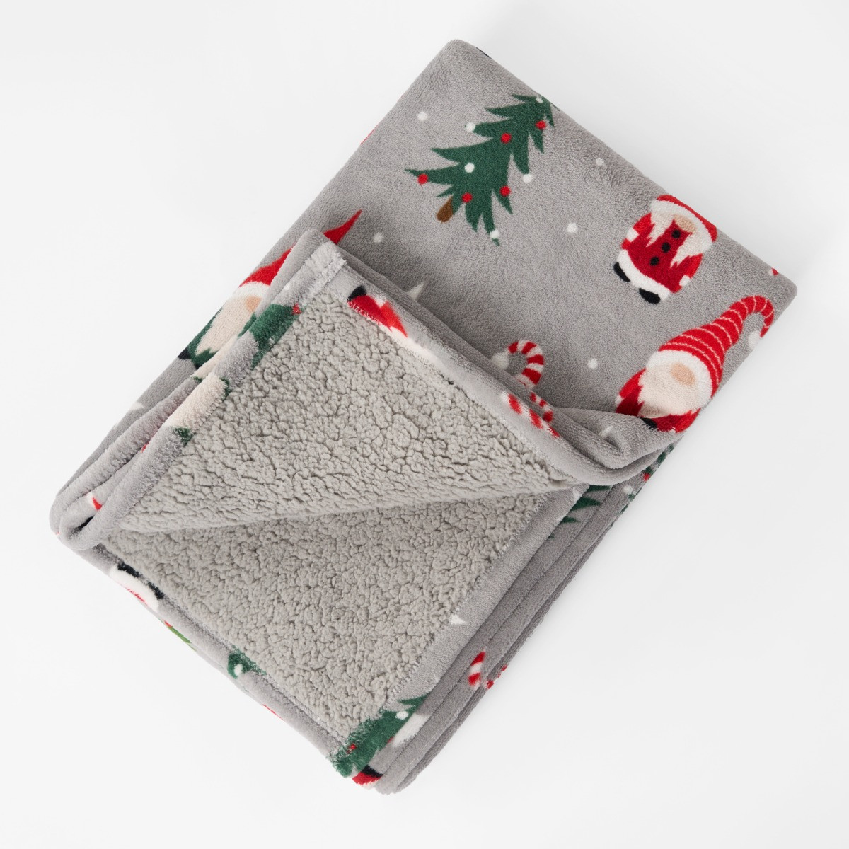 OHS Christmas Gonk Printed Throw - Grey >