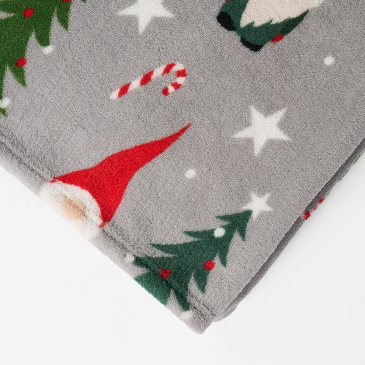 OHS Christmas Gonk Printed Throw - Grey >