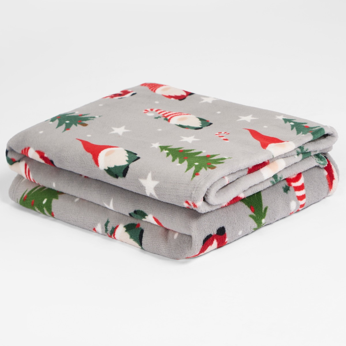 OHS Christmas Gonk Printed Throw - Grey >