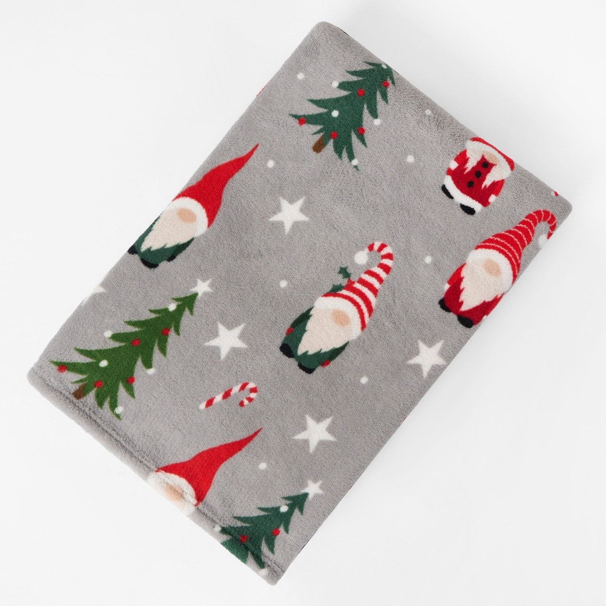 OHS Christmas Gonk Printed Throw - Grey >