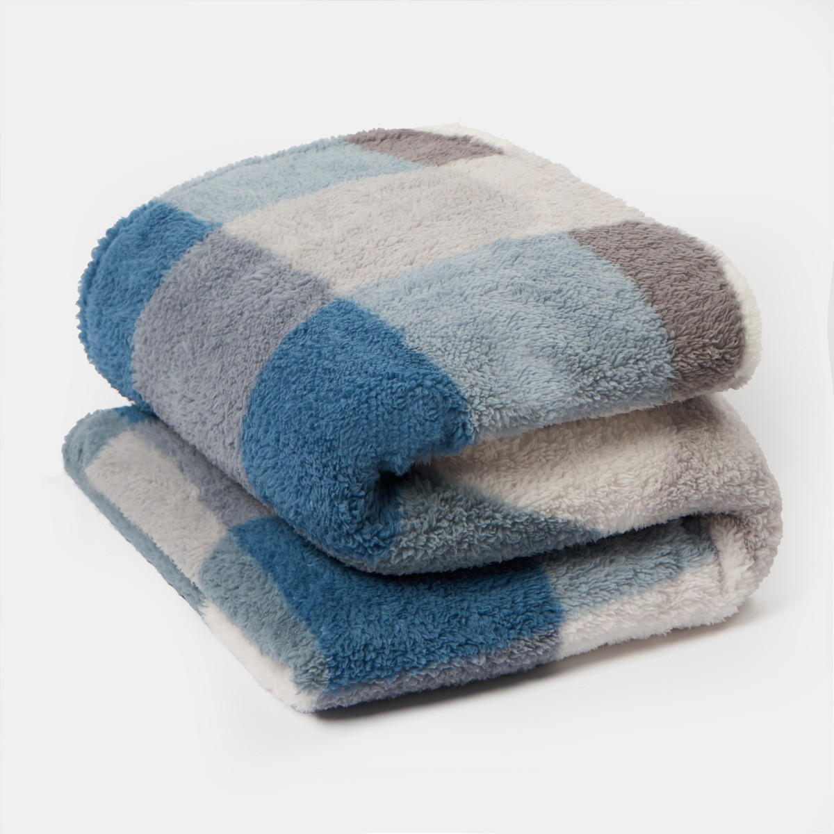 OHS Gingham Print Teddy Throw - Navy >