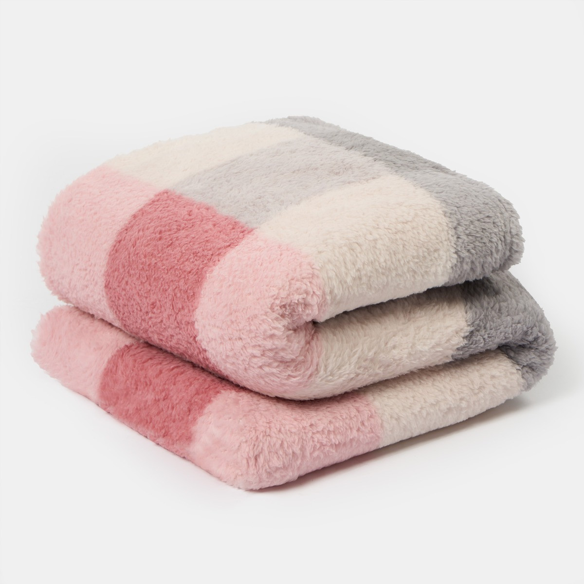 OHS Gingham Print Teddy Throw - Blush>