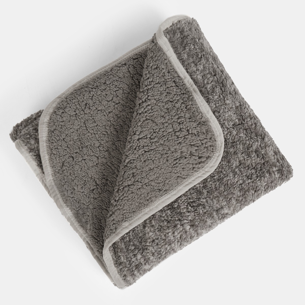 OHS Teddy Marl Binded Throw - Charcoal>