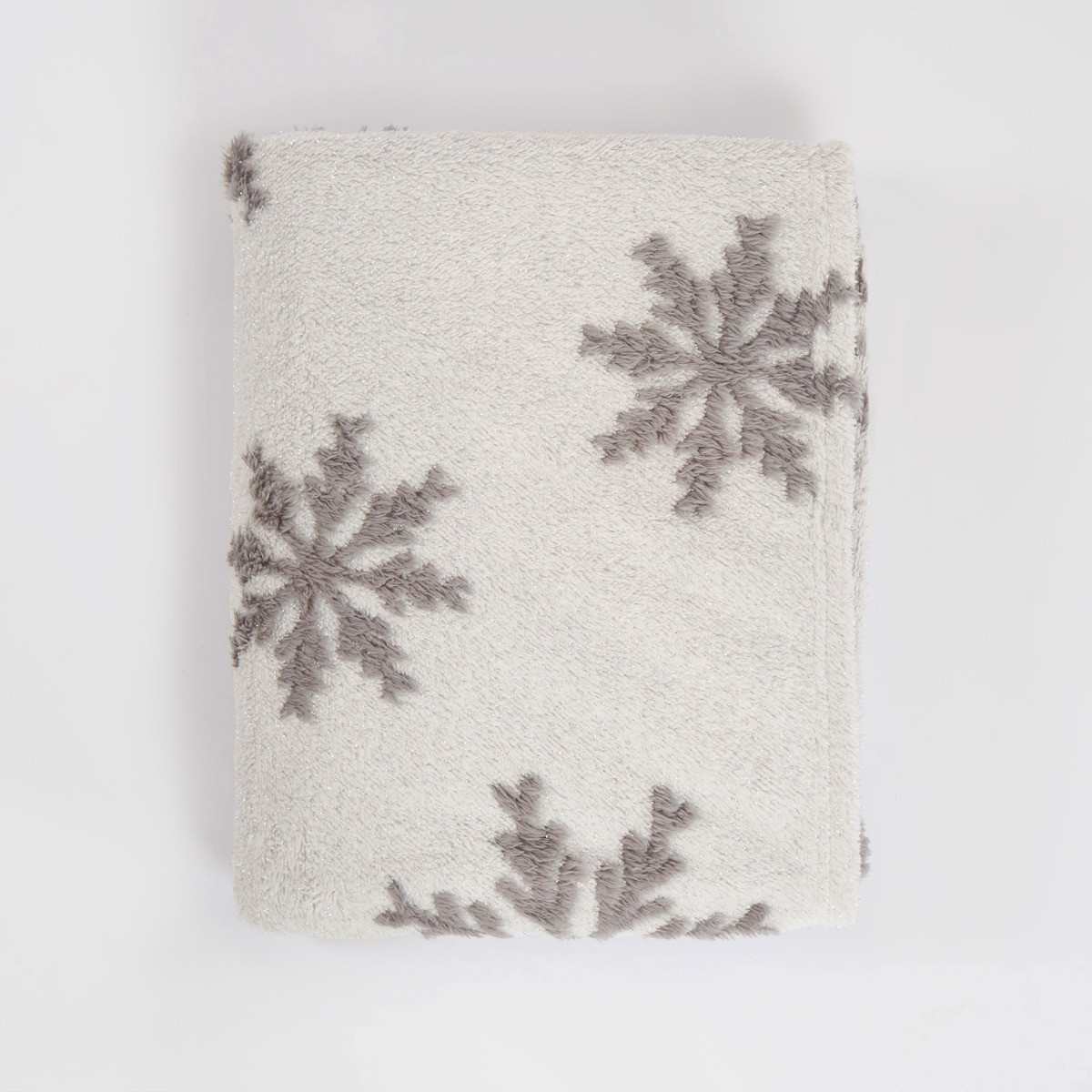 OHS Teddy Glitter Tufted Snowflake Throw - White >