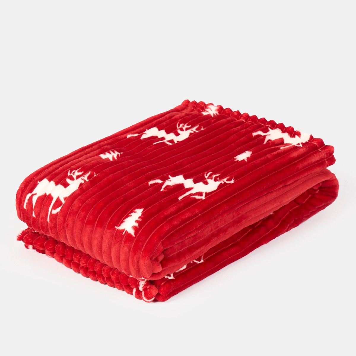 OHS Ribbed Stag Throw Sherpa Reverse - Red>