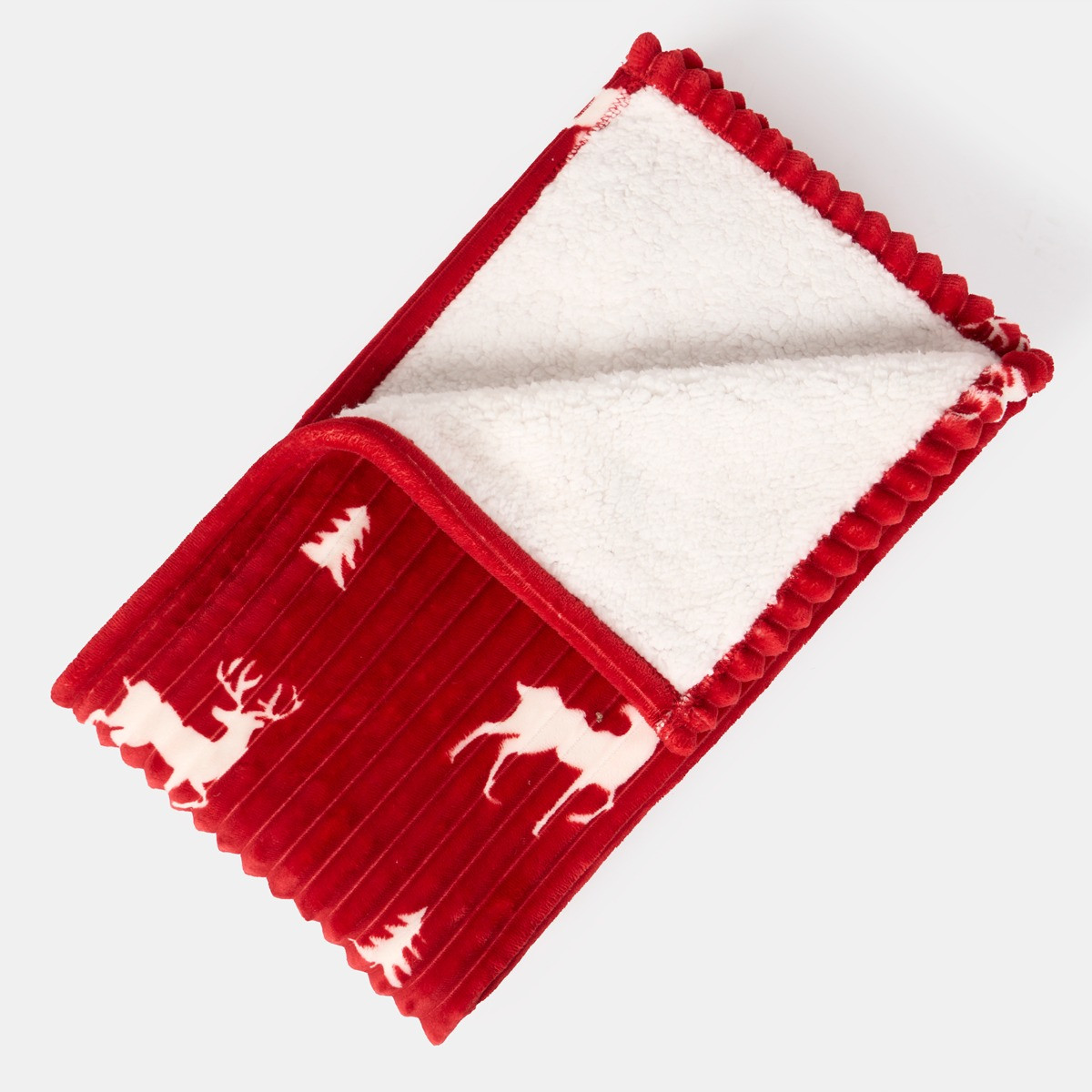 OHS Ribbed Stag Throw Sherpa Reverse - Red>