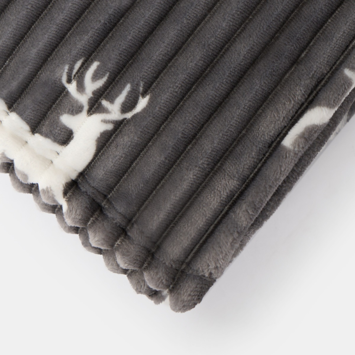 OHS Ribbed Stag Throw Sherpa Reverse - Grey>