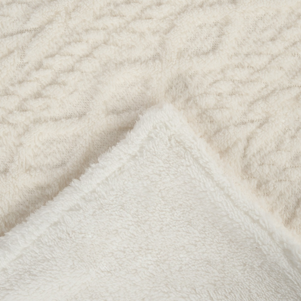 OHS Cable Knit Sherpa Throw - Cream>