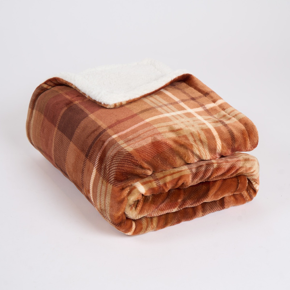 OHS Felix Flannel Check Fleece Throw - Rust >