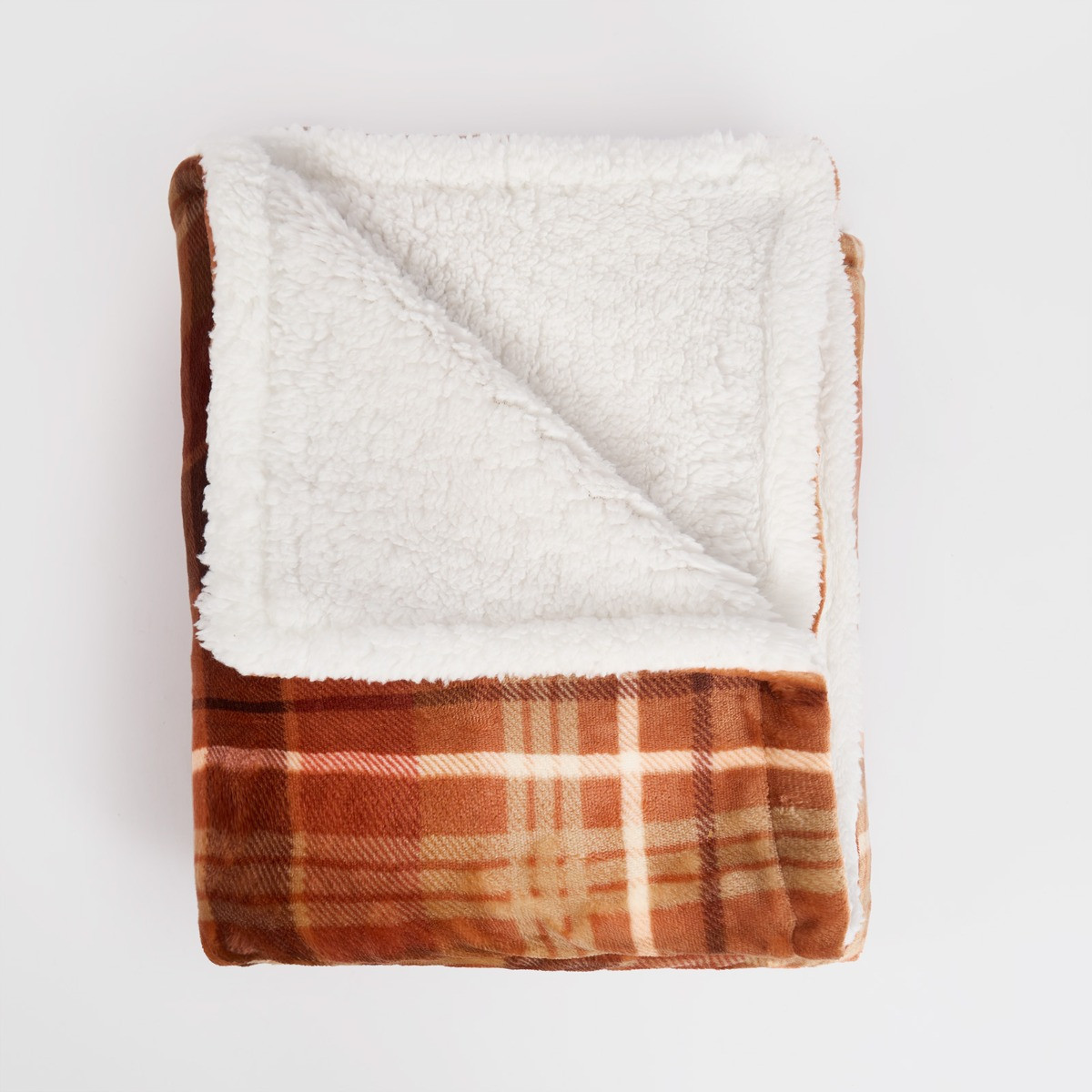 OHS Felix Flannel Check Fleece Throw - Rust >