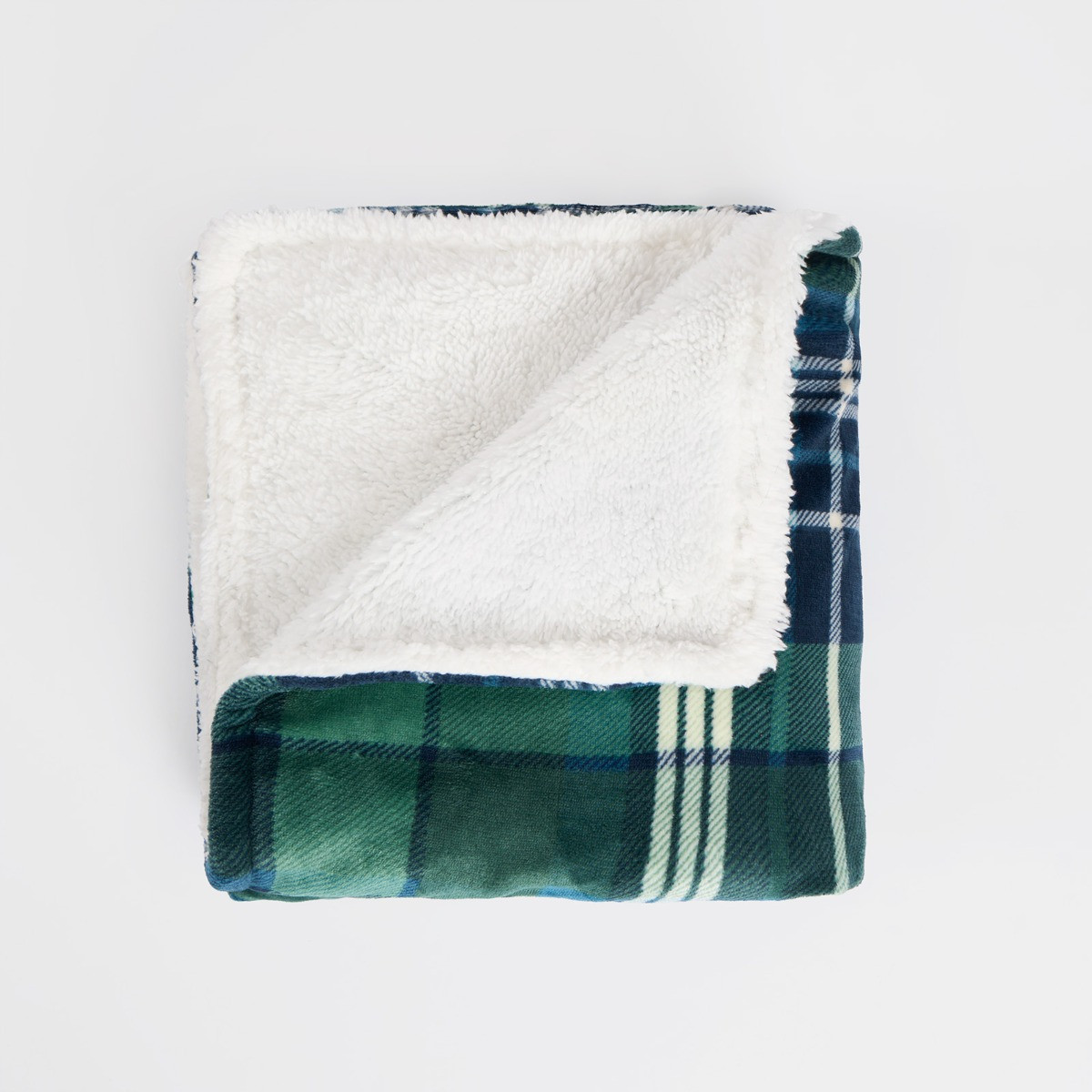 OHS Hudson Flannel Check Fleece Throw - Navy/Green>