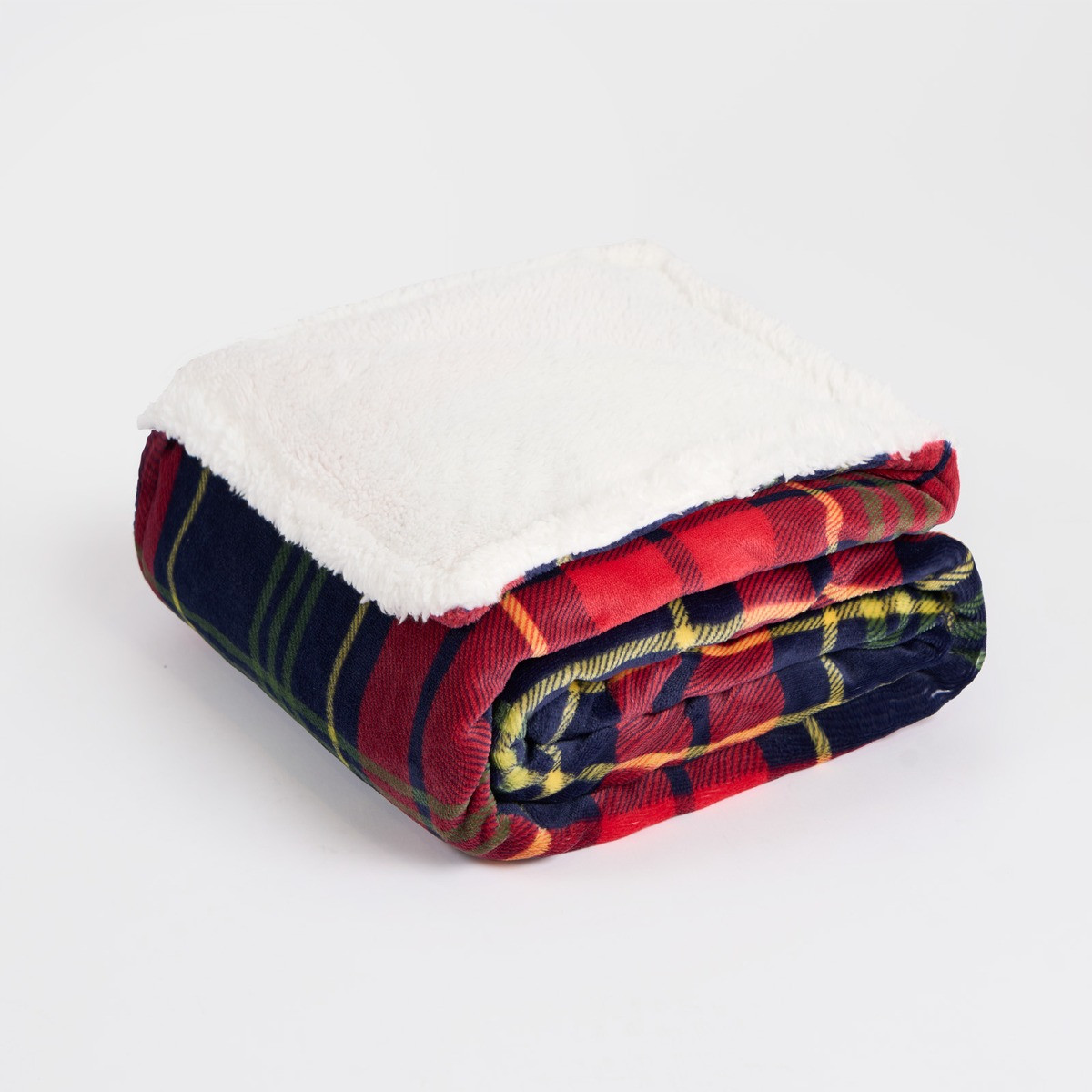 OHS Oxford Flannel Check Fleece Throw - Navy/Red >