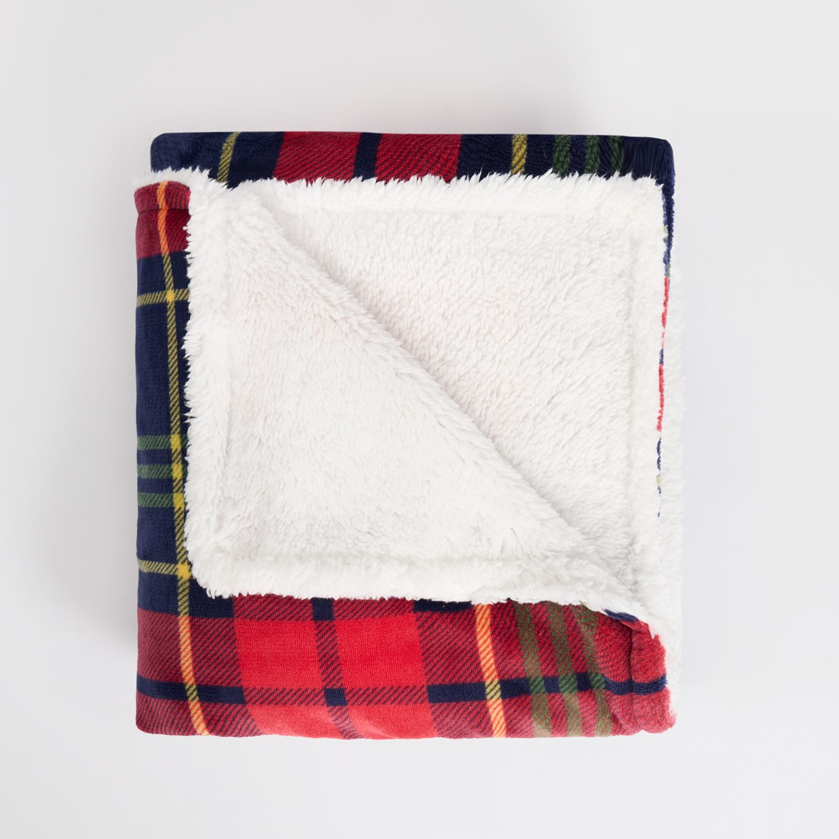 OHS Oxford Flannel Check Fleece Throw - Navy/Red >