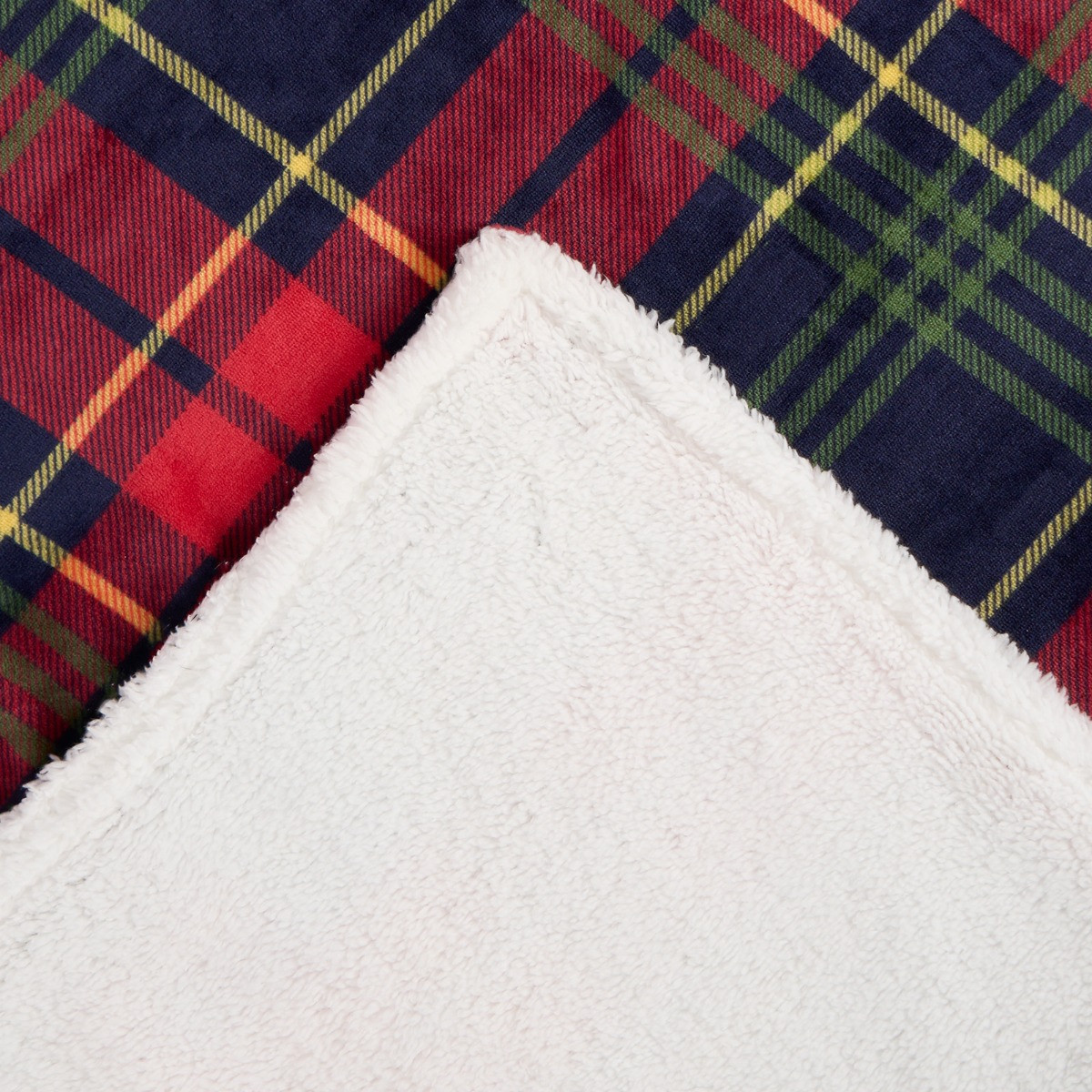 OHS Oxford Flannel Check Fleece Throw - Navy/Red >