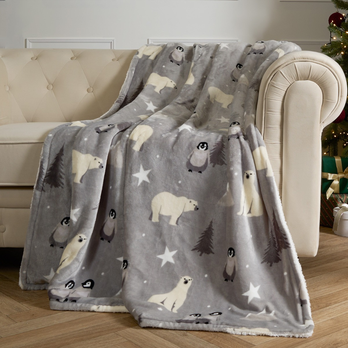 OHS Arctic Flannel Fleece Throw - Grey >