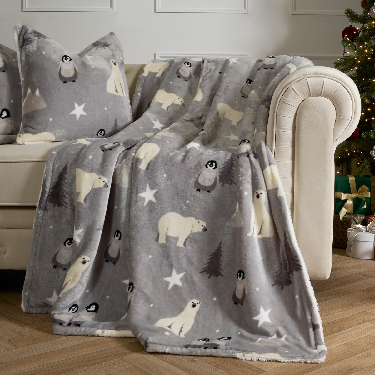 OHS Arctic Flannel Fleece Throw - Grey >