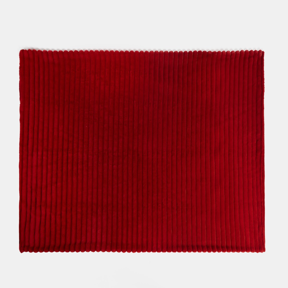 OHS Faux Fur Thick Ribbed Throw - Red>