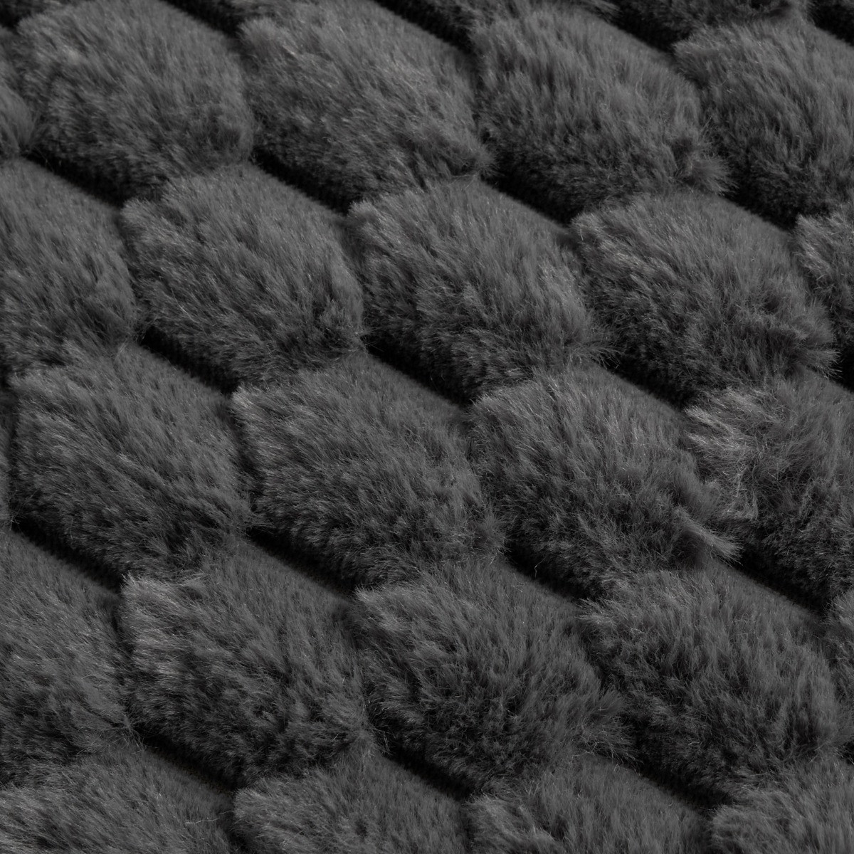 OHS Thick Faux Fur Waffle Throw - Charcoal>