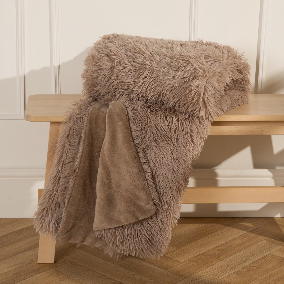 Sienna Fluffy Fleece Throw - Natural>