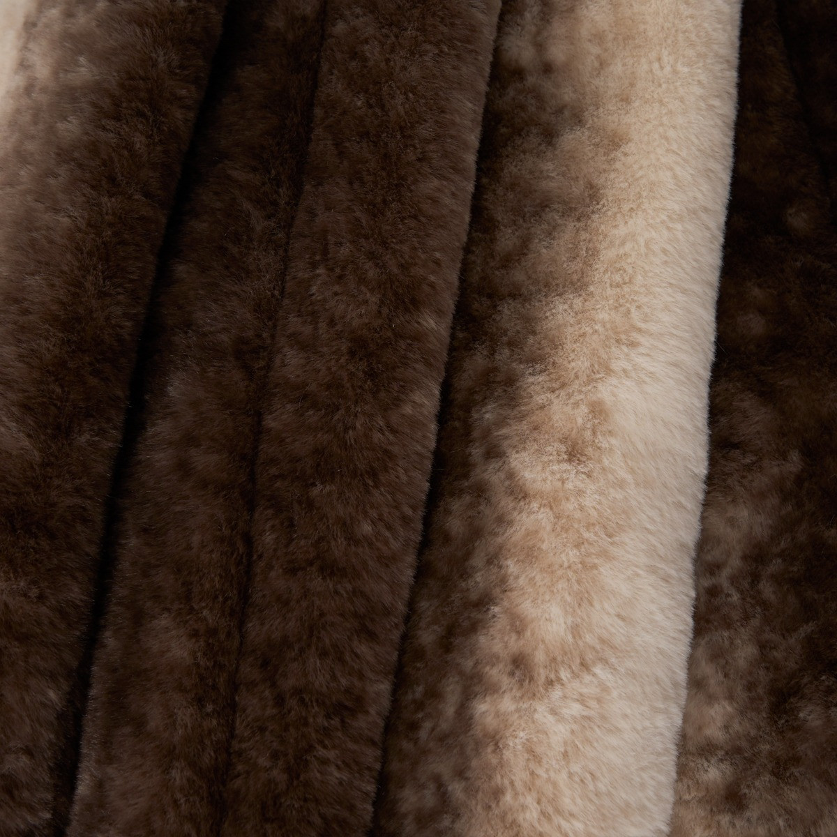 OHS Faux Fur Stripe Throw - Brown>