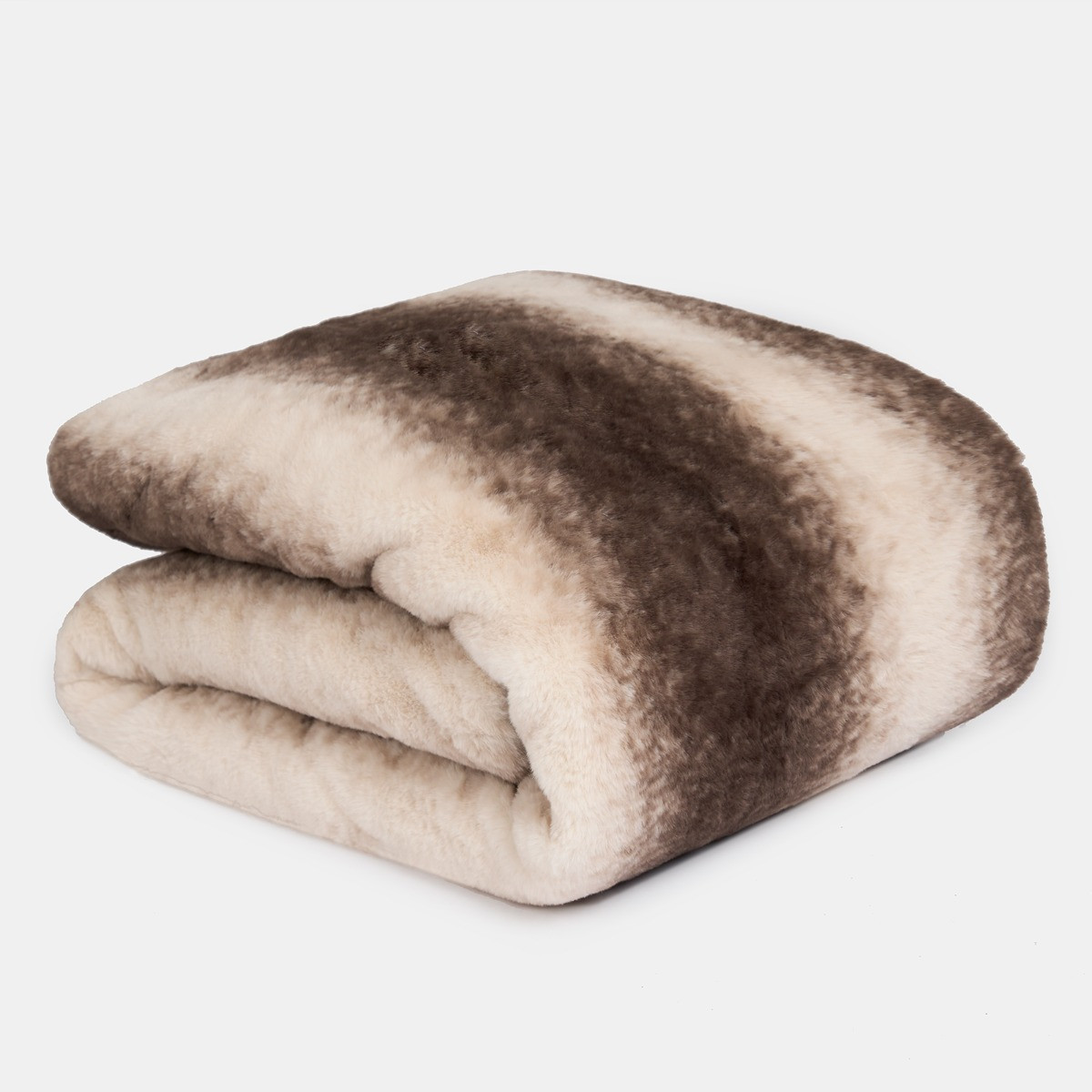 OHS Faux Fur Stripe Throw - Brown>