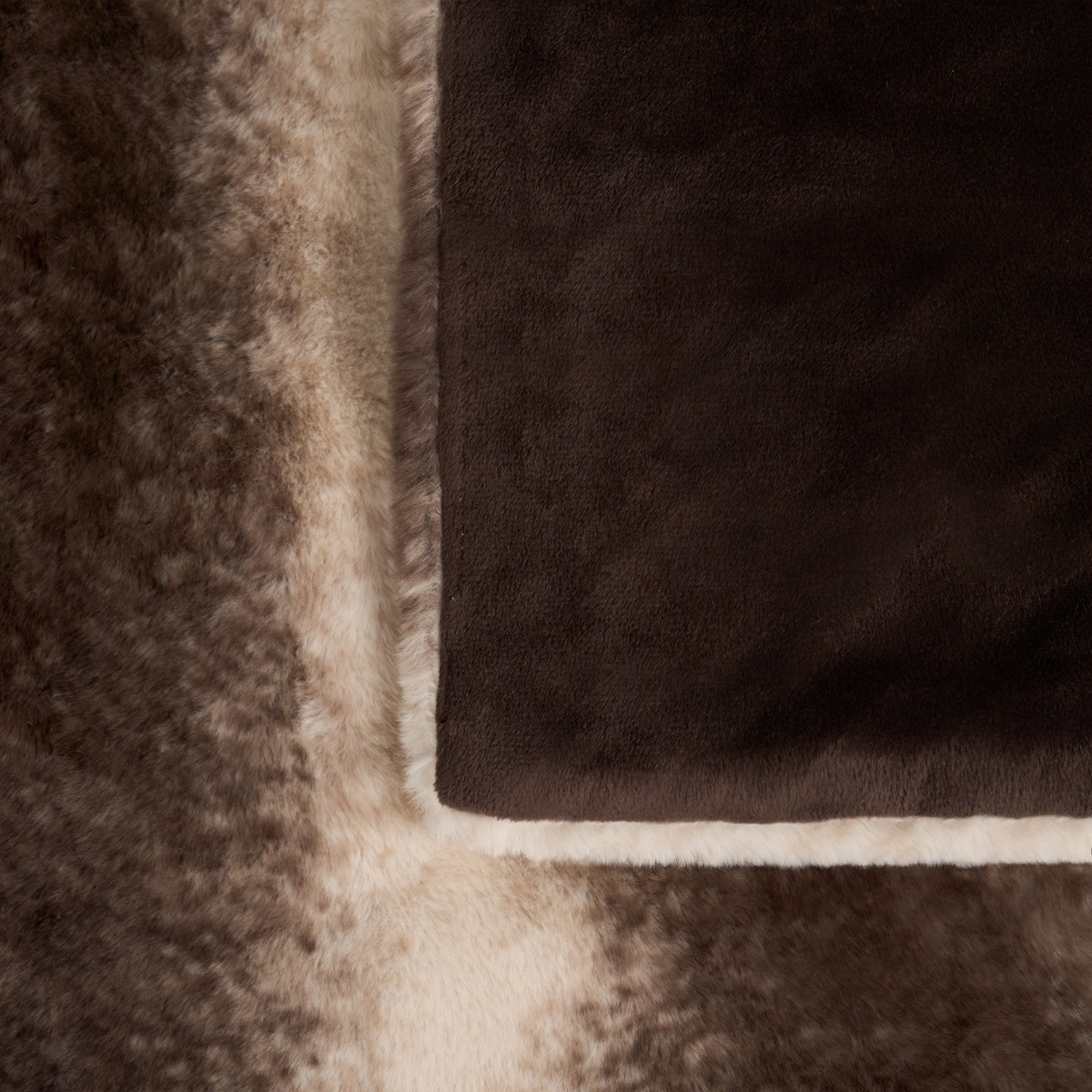 OHS Faux Fur Stripe Throw - Brown>