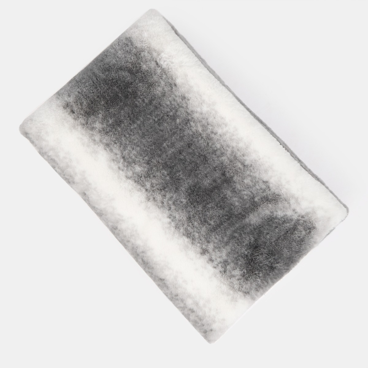 OHS Faux Fur Stripe Throw - Grey>