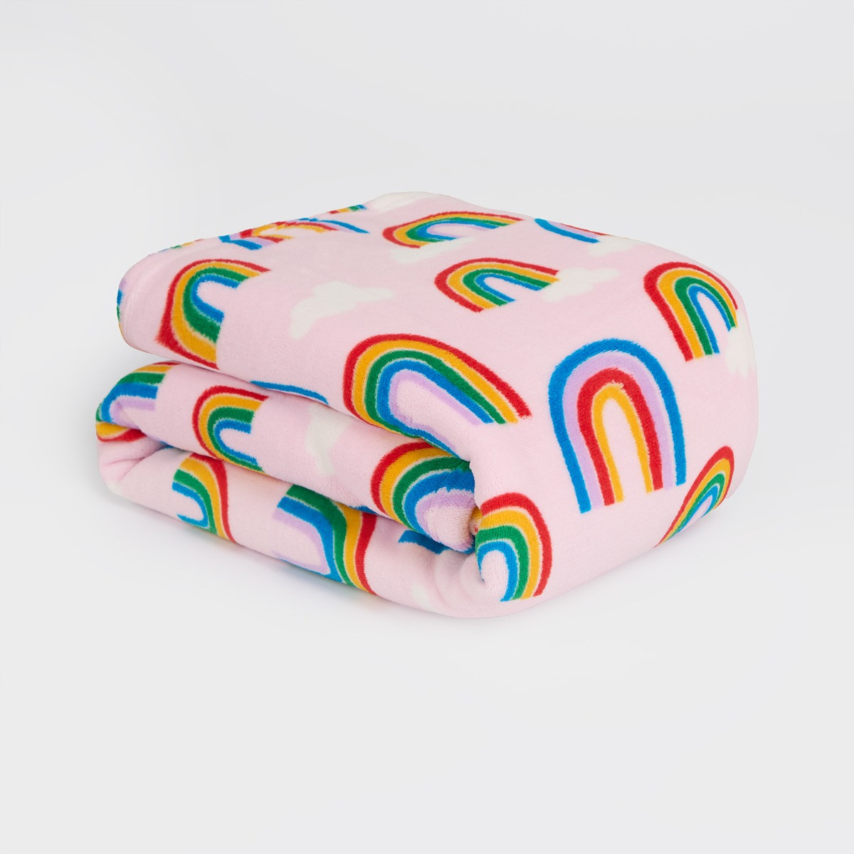 OHS Kids Rainbow Printed Throw - Pink >