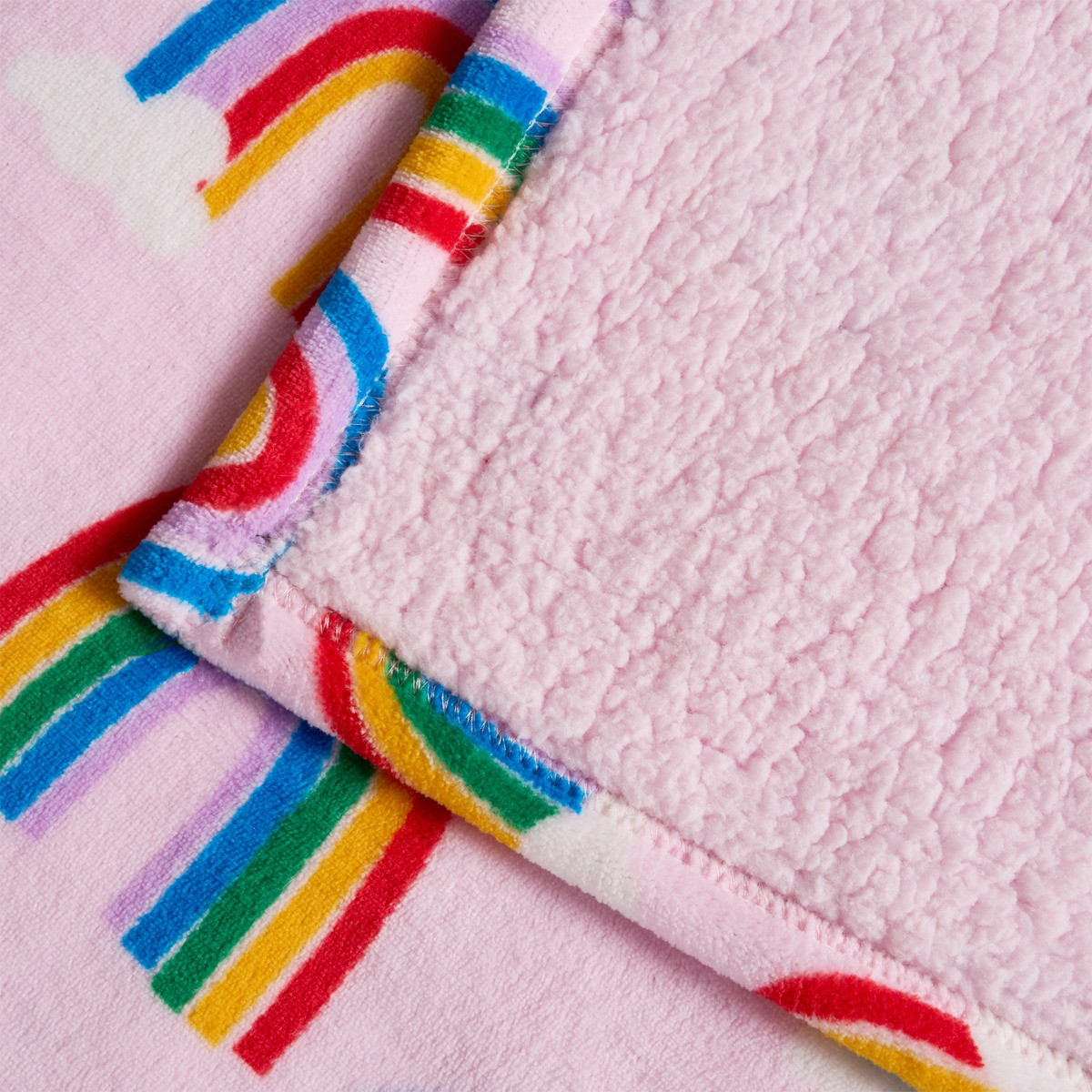 OHS Kids Rainbow Printed Throw - Pink >