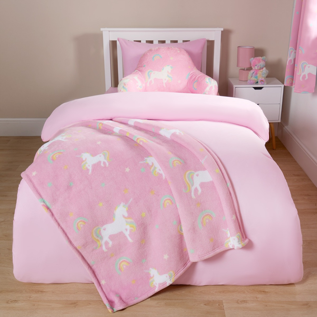 OHS Kids Unicorn Printed Throw - Pink >