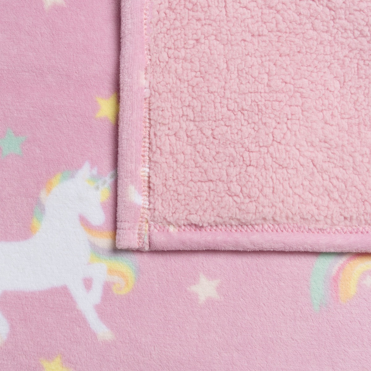 OHS Kids Unicorn Printed Throw - Pink >